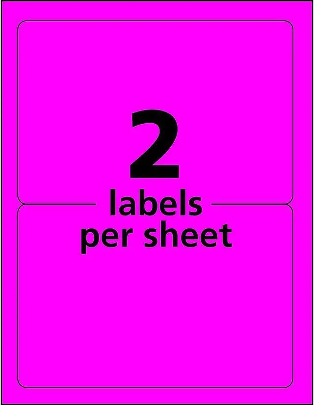 Alt view image 12 of 15 - Avery Neon Shipping Label Laser 5 1/2 x 8 1/2 Neon Magenta 200/Box 5948