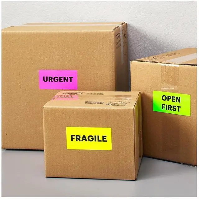 Alt view image 9 of 10 - Avery Neon Shipping Label Laser 2 x 4 Neon Assorted 500/Box 5956