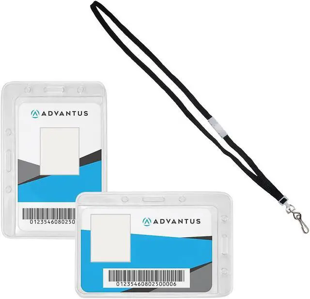 Main image of Advantus ID Badge Holder with Lanyard Clear/Black 20/Pack (75699)