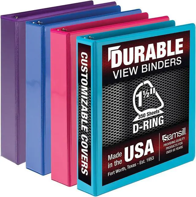 Alt view image 3 of 9 - Samsill Durable View Ring Binders 3 Round Ring Assorted Color 4 Pack (MP46459)
