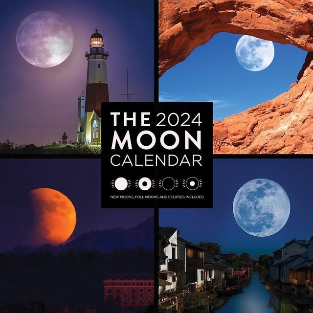 2024 Wall Calendar - Moon Phase Calendar 2024, 12 Monthly Lunar Calendar 14  x 12 Inches with Twin-Wire Binding, Hanging Hook, Thick Paper Planning