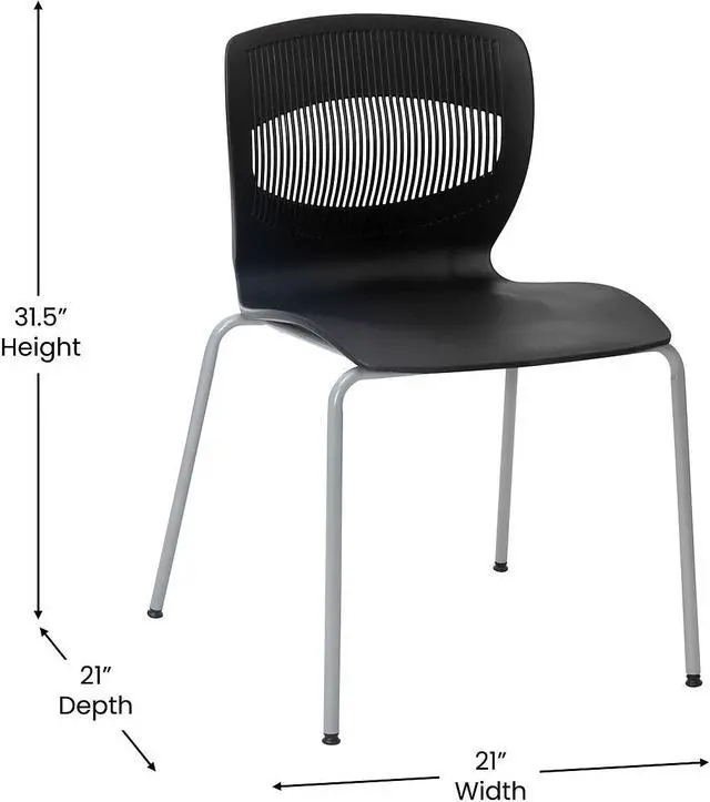 Alt view image 5 of 14 - Flash Furniture HERCULES Series Plastic Stack Chair with Lumbar Support Black 5 Pack (5RUTNC618BK)