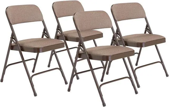 Main image of National Public Seating NPS 2200 Series Fabric Padded Premium Folding Chairs Russet Walnut 4 Pack (2207/4)