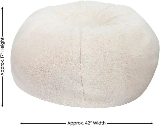 Alt view image 4 of 14 - Flash Furniture Duncan Sherpa Refillable Bean Bag Chair Natural (DGBEANLGSHRPNAT)