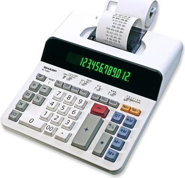 Alt view image 2 of 6 - Sharp ELT3301 12-Digit Thermal Printing Calculator Off-White