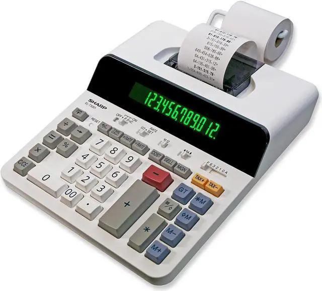 Alt view image 3 of 6 - Sharp ELT3301 12-Digit Thermal Printing Calculator Off-White