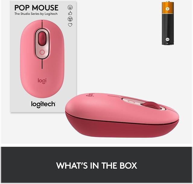 Alt view image 11 of 11 - Logitech POP Mouse, Wireless Mouse with Customizable Emojis, SilentTouch Technology, Precision/Speed Scroll, Compact Design, Bluetooth, Multi-Device, OS Compatible - Heartbreaker Rose