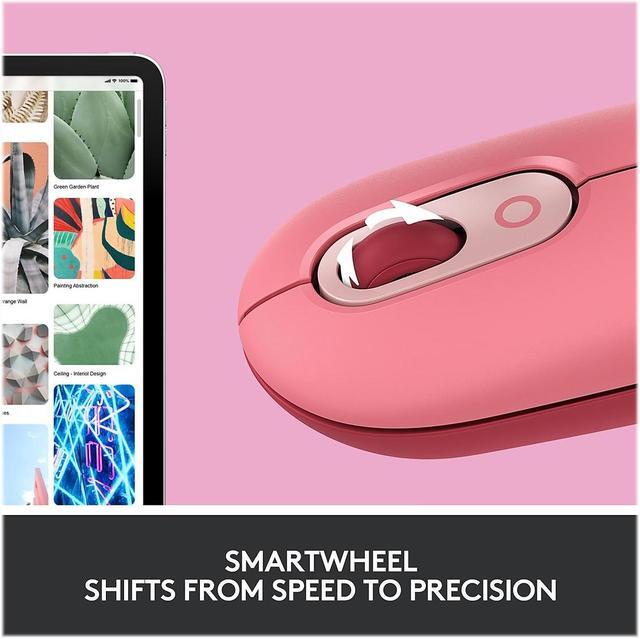 Alt view image 8 of 11 - Logitech POP Mouse, Wireless Mouse with Customizable Emojis, SilentTouch Technology, Precision/Speed Scroll, Compact Design, Bluetooth, Multi-Device, OS Compatible - Heartbreaker Rose