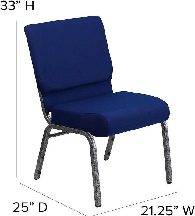 Alt view image 17 of 17 - 4 Pack HERCULES Series 21''W Stacking Church Chair in Navy Blue Fabric - Silver Vein Frame