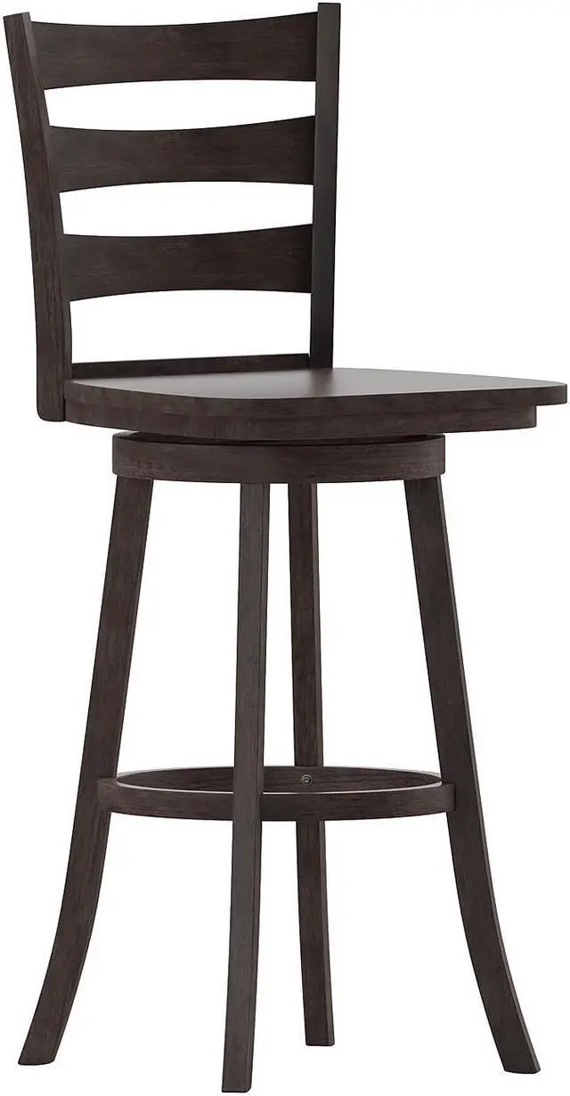 Main image of Flash Furniture Liesel Classic Solid Wood Ladder Back Barstool Gray Wash Walnut (ESUN31WS29GY)
