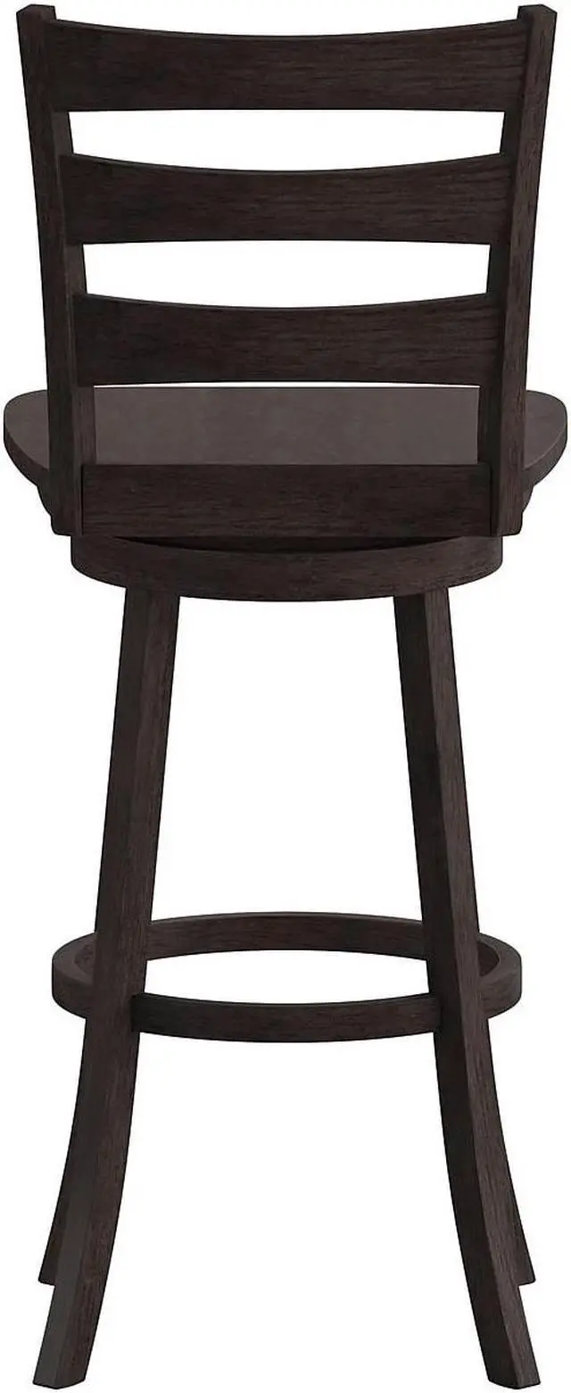 Alt view image 5 of 14 - Flash Furniture Liesel Classic Solid Wood Ladder Back Barstool Gray Wash Walnut (ESUN31WS29GY)