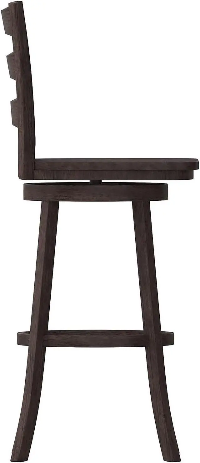 Alt view image 6 of 14 - Flash Furniture Liesel Classic Solid Wood Ladder Back Barstool Gray Wash Walnut (ESUN31WS29GY)