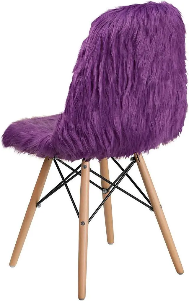 Alt view image 5 of 14 - Flash Furniture Faux Fur Purple Shaggy Chair (4DL15)