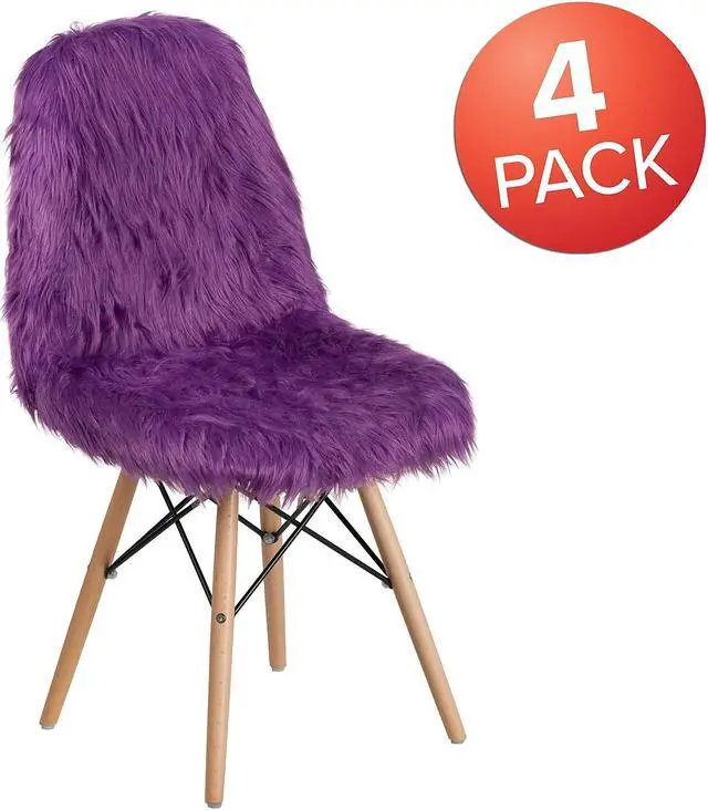 Alt view image 2 of 14 - Flash Furniture Faux Fur Purple Shaggy Chair (4DL15)