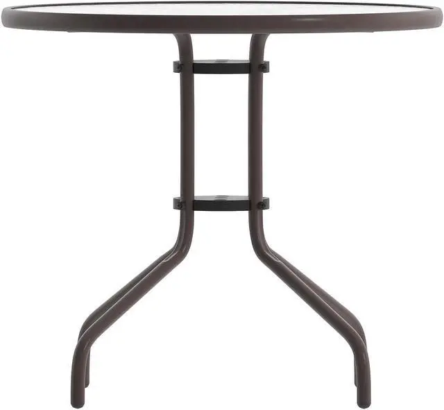 Alt view image 5 of 14 - Flash Furniture Bellamy Round Tempered Glass and Metal Table 31.5" Bronze (TLH0702BZ)