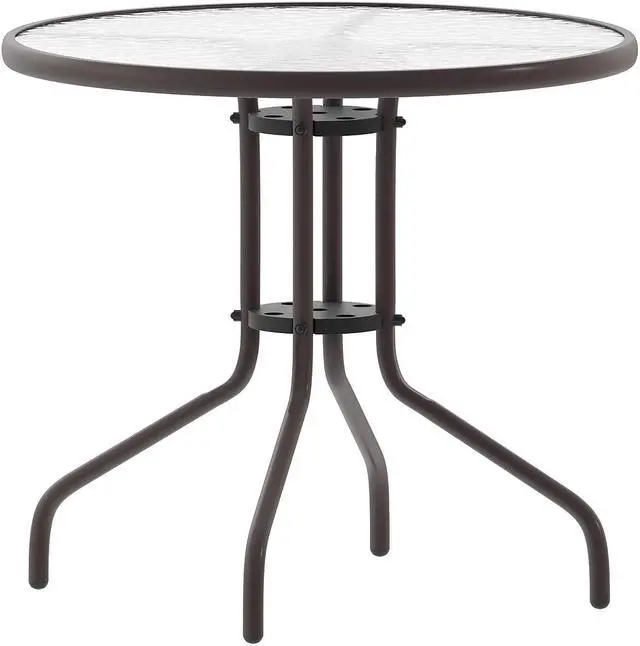 Main image of Flash Furniture Bellamy Round Tempered Glass and Metal Table 31.5" Bronze (TLH0702BZ)