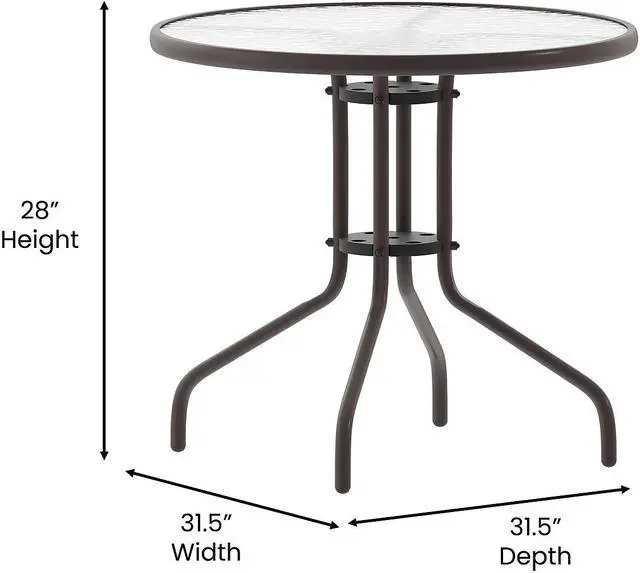 Alt view image 4 of 14 - Flash Furniture Bellamy Round Tempered Glass and Metal Table 31.5" Bronze (TLH0702BZ)