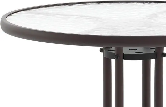 Alt view image 6 of 14 - Flash Furniture Bellamy Round Tempered Glass and Metal Table 31.5" Bronze (TLH0702BZ)
