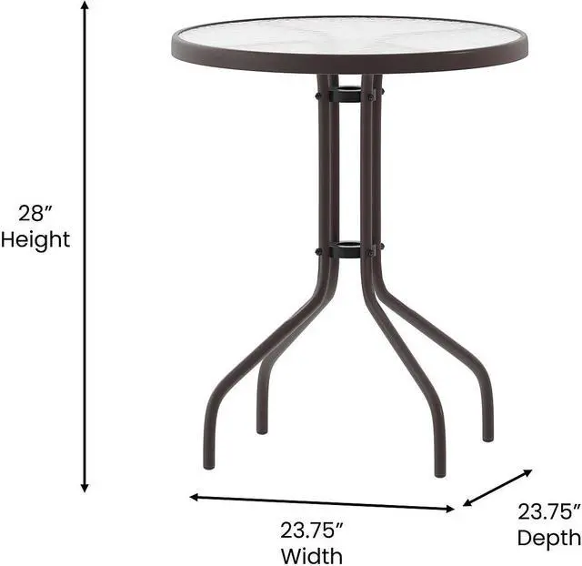 Alt view image 4 of 14 - Flash Furniture Bellamy Round Tempered Glass and Metal Table 23.75" Bronze (TLH0701BZ)