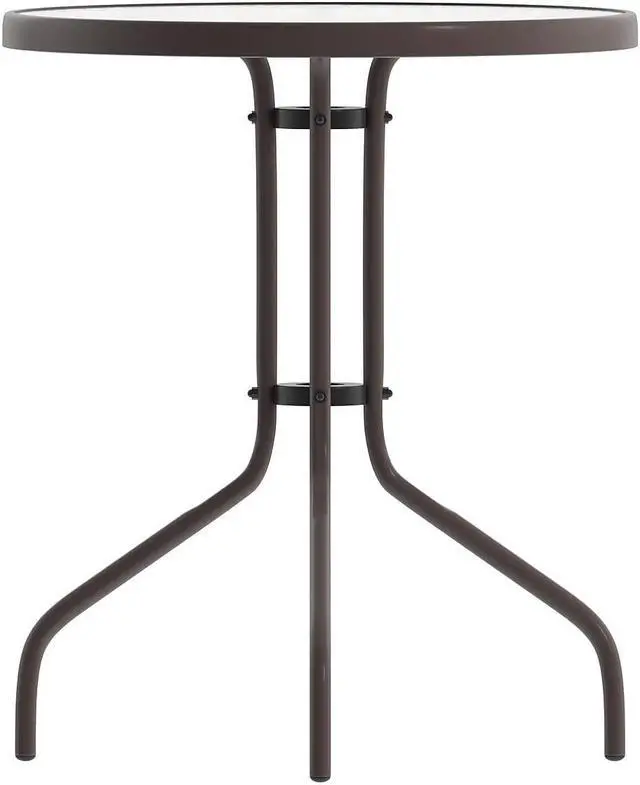 Alt view image 5 of 14 - Flash Furniture Bellamy Round Tempered Glass and Metal Table 23.75" Bronze (TLH0701BZ)