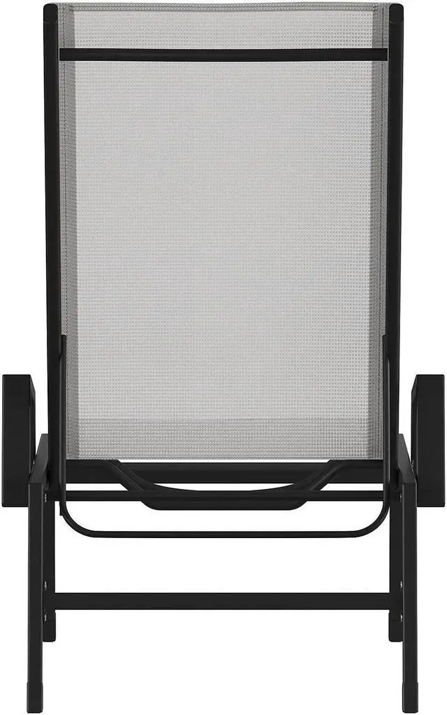 Alt view image 5 of 14 - Flash Furniture Brazos Adjustable Chaise Lounge Chair with Arms Gray/Black (JJLC323BKGY)