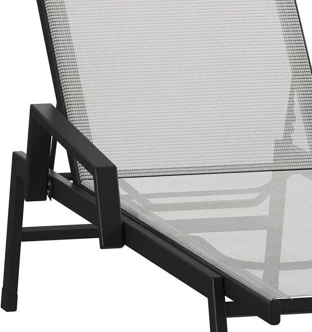 Alt view image 6 of 14 - Flash Furniture Brazos Adjustable Chaise Lounge Chair with Arms Gray/Black (JJLC323BKGY)