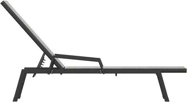 Alt view image 7 of 14 - Flash Furniture Brazos Adjustable Chaise Lounge Chair with Arms Gray/Black (JJLC323BKGY)