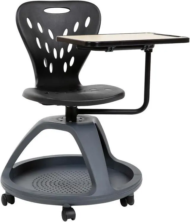 Main image of Flash Furniture Plastic Kids Mobile Desk Chair Black (YUYCX019BK)