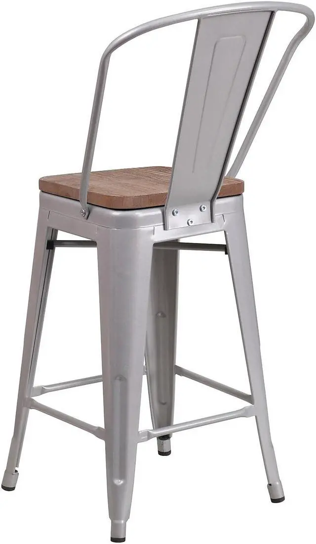Alt view image 13 of 13 - 18" Table Height Stool, Stackable Backless Metal Indoor Dining Stool, Commercial Grade Restaurant Stool in White - Set of 4