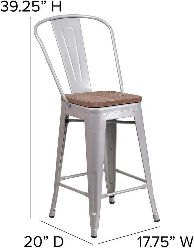Alt view image 12 of 13 - 18" Table Height Stool, Stackable Backless Metal Indoor Dining Stool, Commercial Grade Restaurant Stool in White - Set of 4