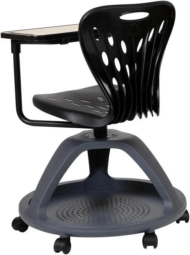 Alt view image 6 of 14 - Flash Furniture Plastic Kids Mobile Desk Chair Black (YUYCX019BK)
