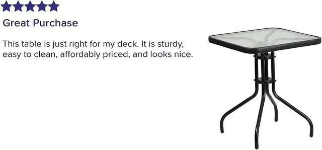 Alt view image 12 of 19 - Flash Furniture Barker Square Tempered Glass Metal Table (TLH073A1)