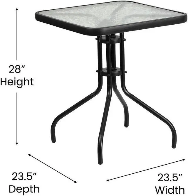 Alt view image 14 of 19 - Flash Furniture Barker Square Tempered Glass Metal Table (TLH073A1)