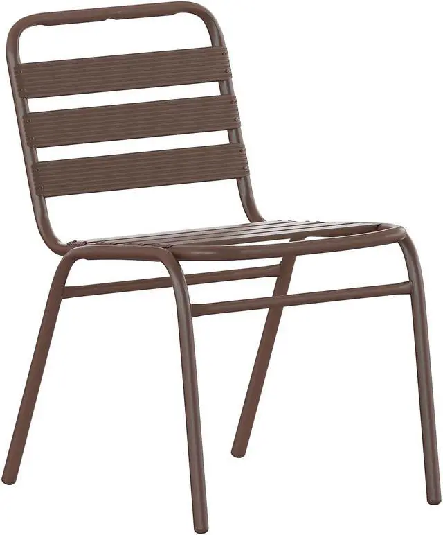 Alt view image 11 of 20 - Commercial Grade 30" High Orange Metal Indoor-Outdoor Barstool with Vertical Slat Back