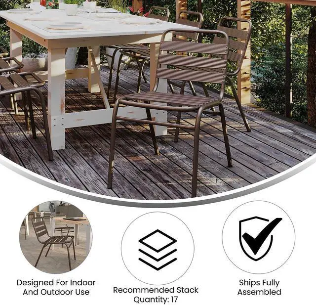 Alt view image 13 of 20 - Commercial Grade 30" High Orange Metal Indoor-Outdoor Barstool with Vertical Slat Back