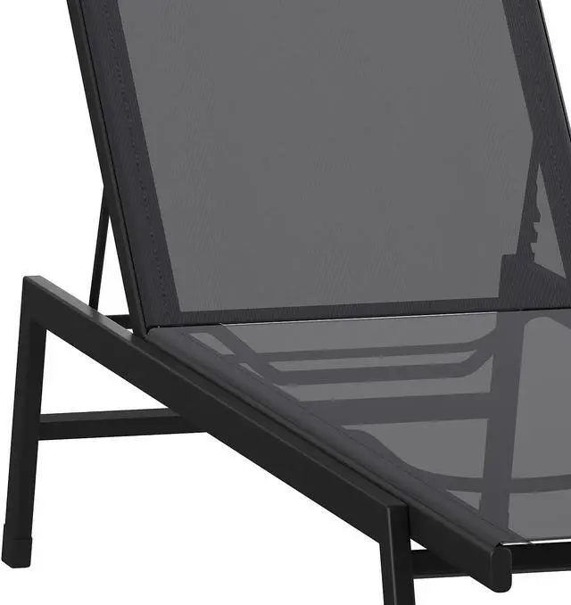 Alt view image 6 of 14 - Flash Furniture Brazos Adjustable Chaise Lounge Chair Black (JJLC326BKBK)