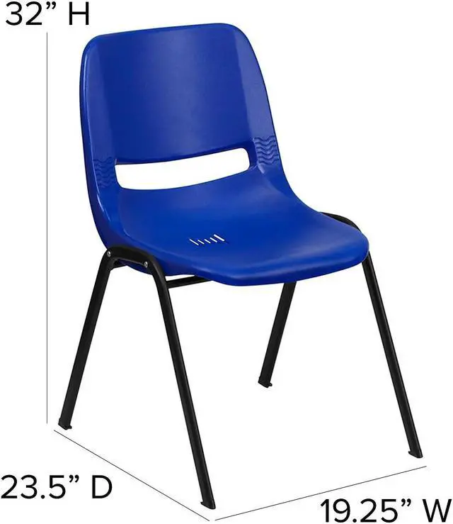 Alt view image 7 of 14 - Flash Furniture HERCULES Series Plastic Shell Stack Chair Blue 5 Pack (5RUTEO1BL)