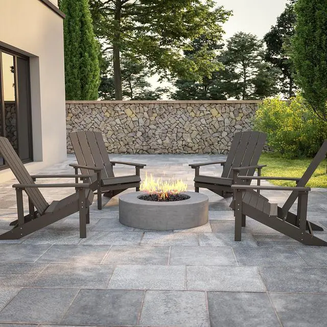 Alt view image 2 of 14 - Flash Furniture Charlestown All-Weather Poly Resin Wood Adirondack Chairs Gray 4/Pack (4JJC14501LTG)