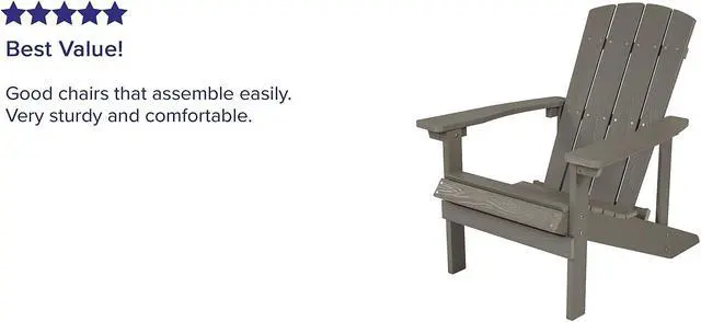 Alt view image 5 of 14 - Flash Furniture Charlestown All-Weather Poly Resin Wood Adirondack Chairs Gray 4/Pack (4JJC14501LTG)