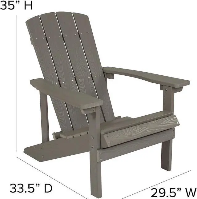 Alt view image 7 of 14 - Flash Furniture Charlestown All-Weather Poly Resin Wood Adirondack Chairs Gray 4/Pack (4JJC14501LTG)