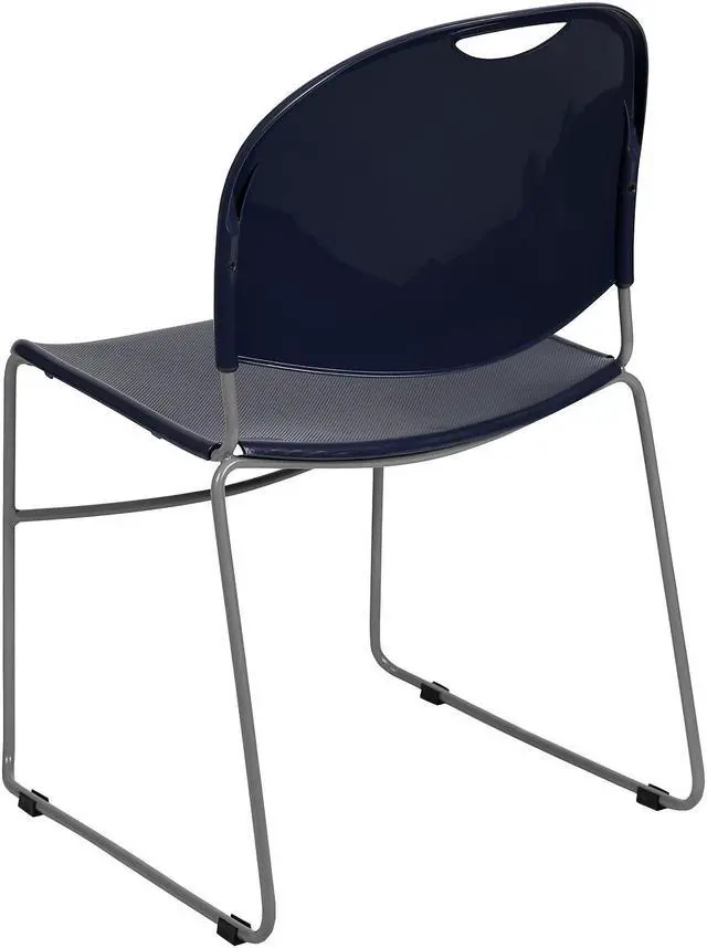 Alt view image 9 of 17 - 5 Pack HERCULES Series 880 lb. Capacity Navy Ultra-Compact Stack Chair with Silver Powder Coated Frame