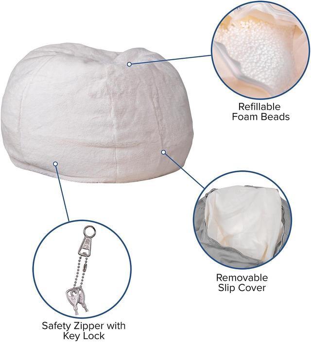 Alt view image 16 of 20 - Small White Furry Kids Bean Bag Chair