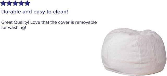 Alt view image 15 of 20 - Small White Furry Kids Bean Bag Chair