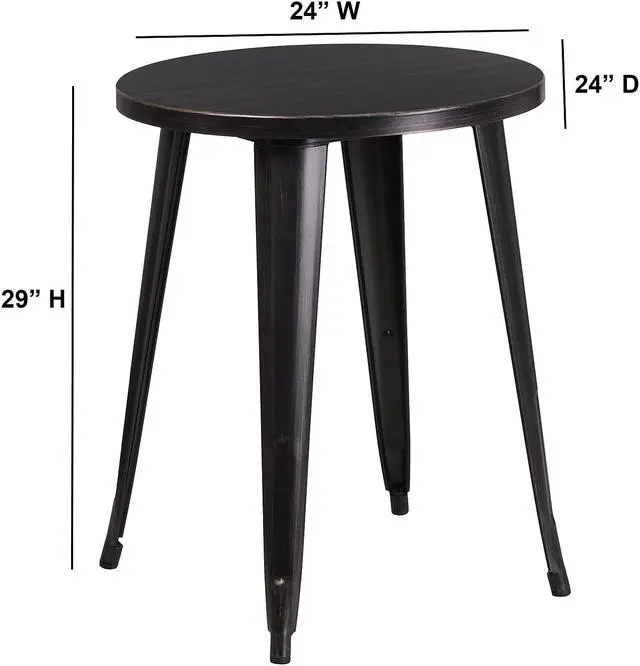 Alt view image 9 of 9 - 24'' Round Black-Antique Gold Metal Indoor-Outdoor Table