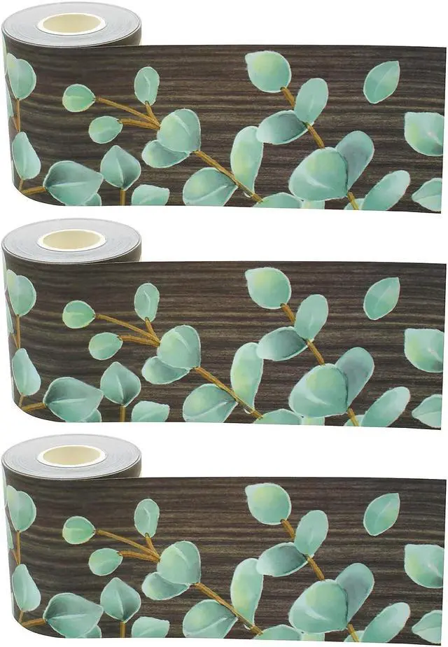 Main image of Teacher Created Resources Straight Rolled Border Trim 3" x 50' Green/Brown Eucalyptus 3/Pack (TCR8923-3)