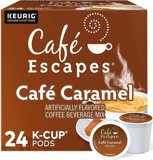 Main image of Cafe Escapes Caramel Coffee Keurig K-Cup Pods Light Roast 24/Box (GMT6813)