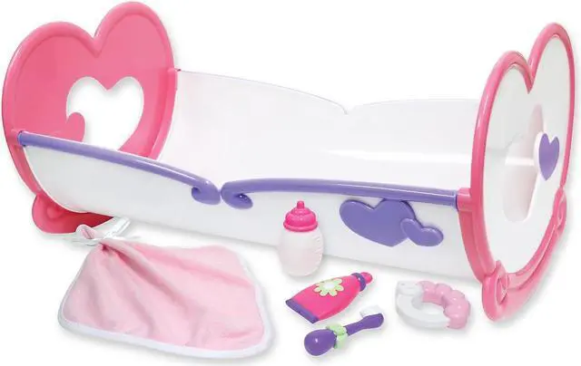 Main image of JC Toys Deluxe Rocking Doll Crib + Accessories 6/Set (BER81450)