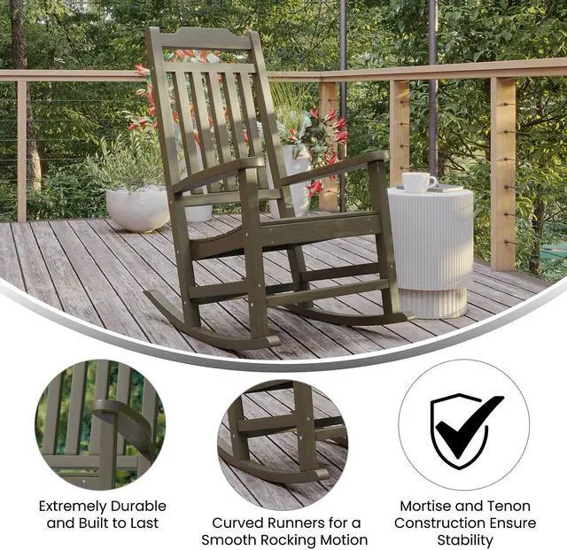 Alt view image 3 of 14 - Flash Furniture Winston All-Weather Poly Resin Rocking Chair Mahogany (JJC14703MHG)
