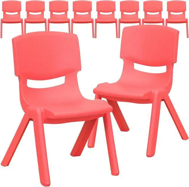 Main image of Flash Furniture Plastic Kids Stackable Chair Red 10-Pieces (10YUYCX003RED)