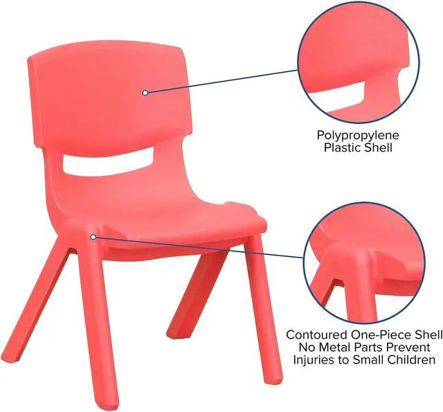 Alt view image 6 of 14 - Flash Furniture Plastic Kids Stackable Chair Red 10-Pieces (10YUYCX003RED)